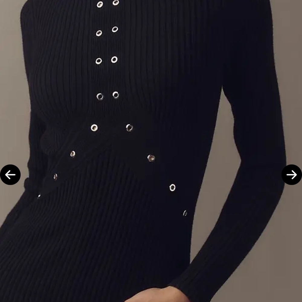 Anthropologie Long-Sleeve Studded Sweater Midi Dress - Picture 3 of 3